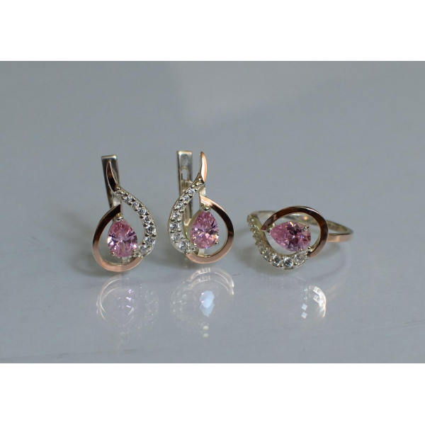 Серебряный набор с золотыми пластинами (164)