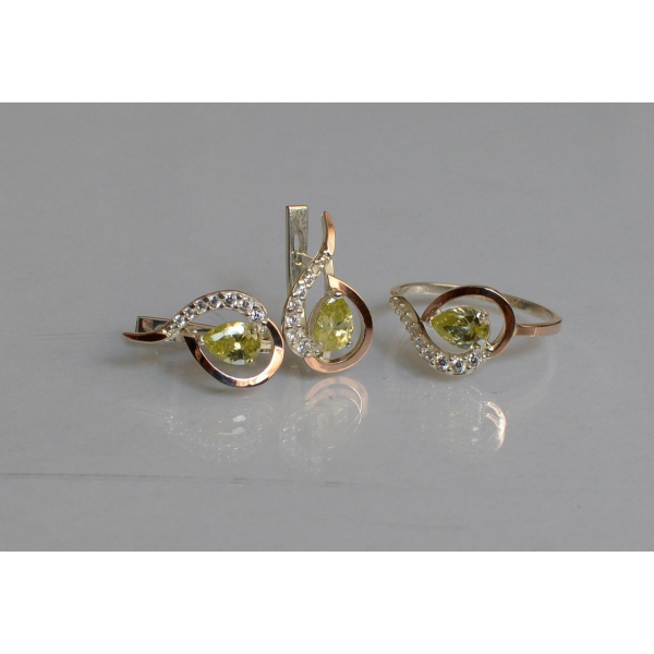 Серебряный набор с золотыми пластинами (164)