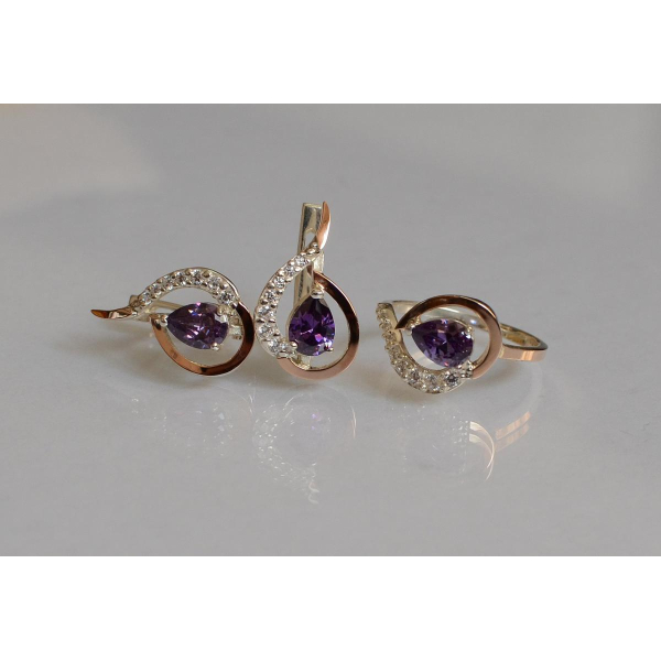 Серебряный набор с золотыми пластинами (164)