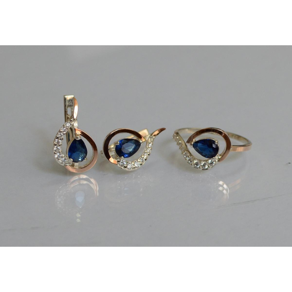 Серебряный набор с золотыми пластинами (164)