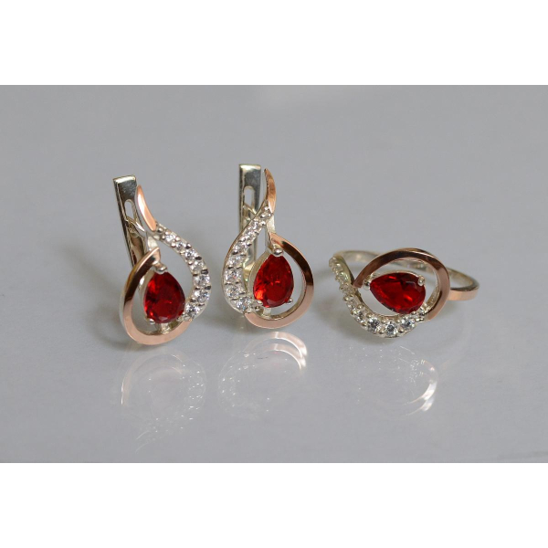 Серебряный набор с золотыми пластинами (164)