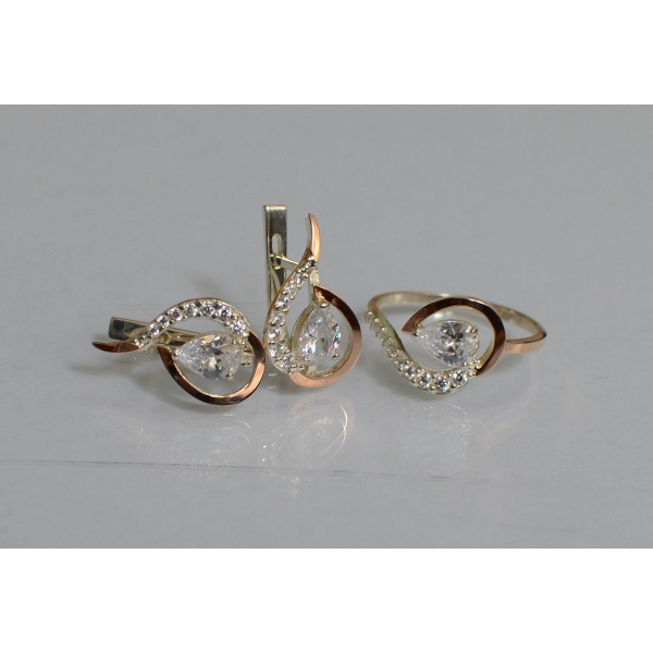 Серебряный набор с золотыми пластинами (164)