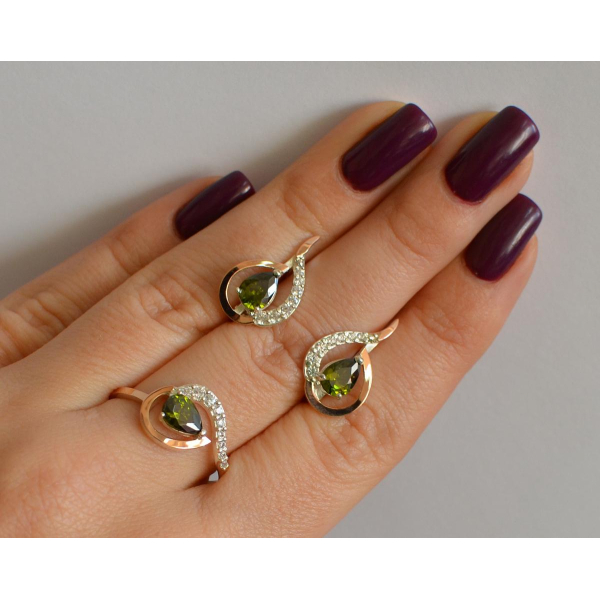 Серебряный набор с золотыми пластинами (164)