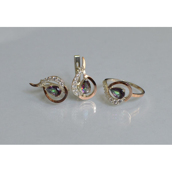 Серебряный набор с золотыми пластинами (164)