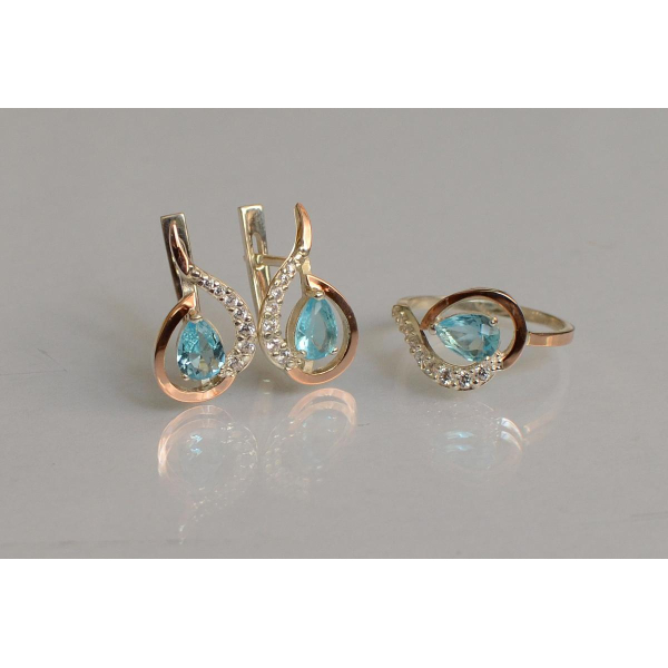 Серебряный набор с золотыми пластинами (164)