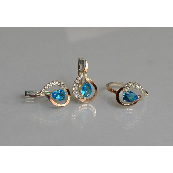 Серебряный набор с золотыми пластинами (164)