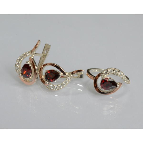 Серебряный набор с золотыми пластинами (164)