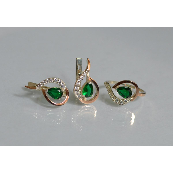 Серебряный набор с золотыми пластинами (164)