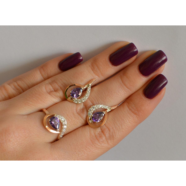 Серебряный набор с золотыми пластинами (164)