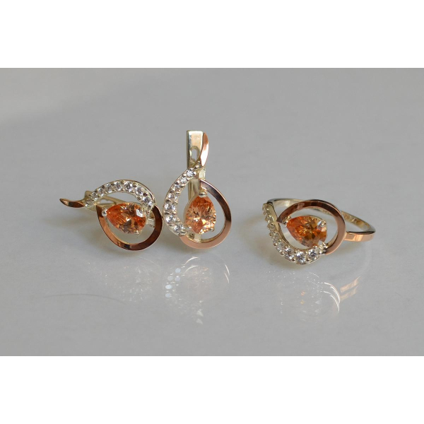 Серебряный набор с золотыми пластинами (164)