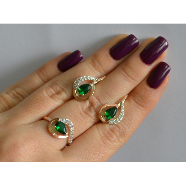 Серебряный набор с золотыми пластинами (164)