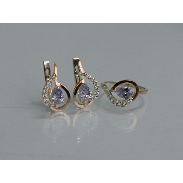 Серебряный набор с золотыми пластинами (164)