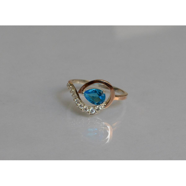 Серебряное кольцо с золотыми вставками (164к)