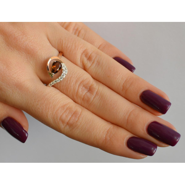 Серебряное кольцо с золотыми вставками (164к)