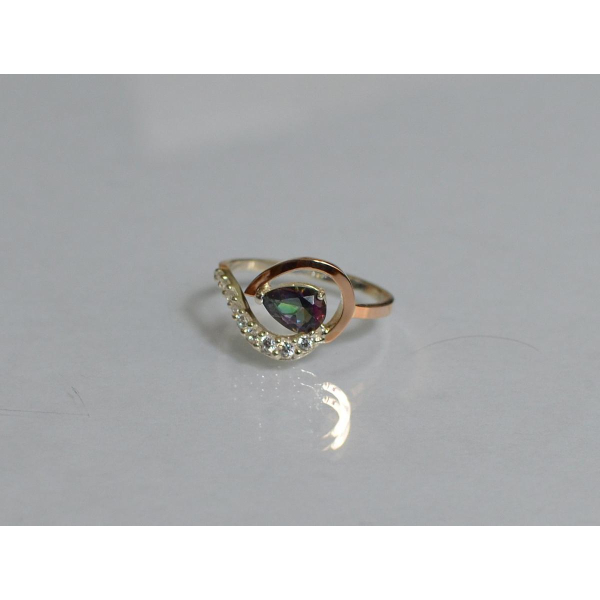 Серебряное кольцо с золотыми вставками (164к)