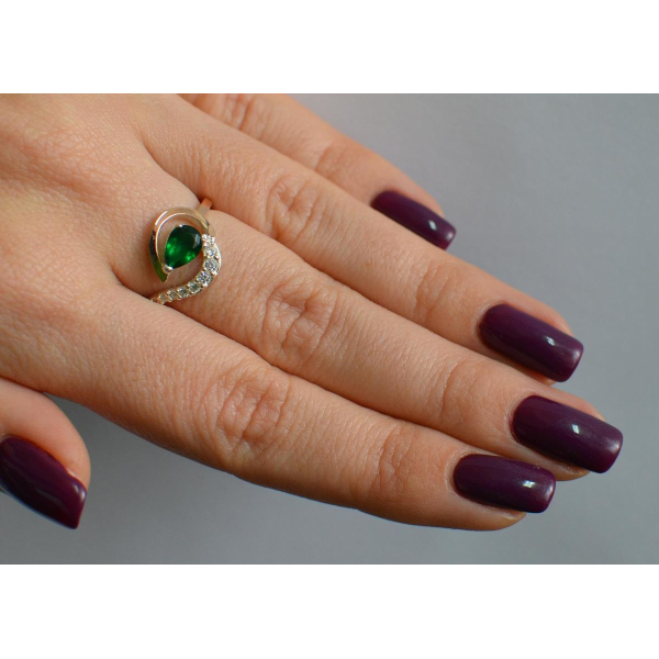 Серебряное кольцо с золотыми вставками (164к)