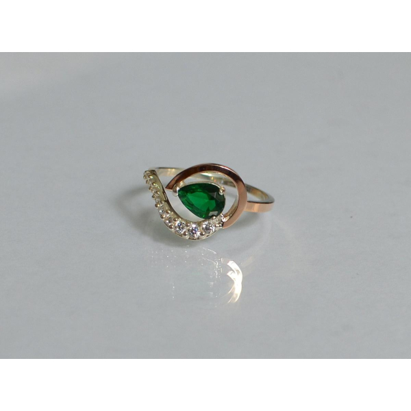 Серебряное кольцо с золотыми вставками (164к)