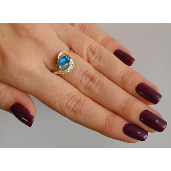 Серебряное кольцо с золотыми вставками (164к)