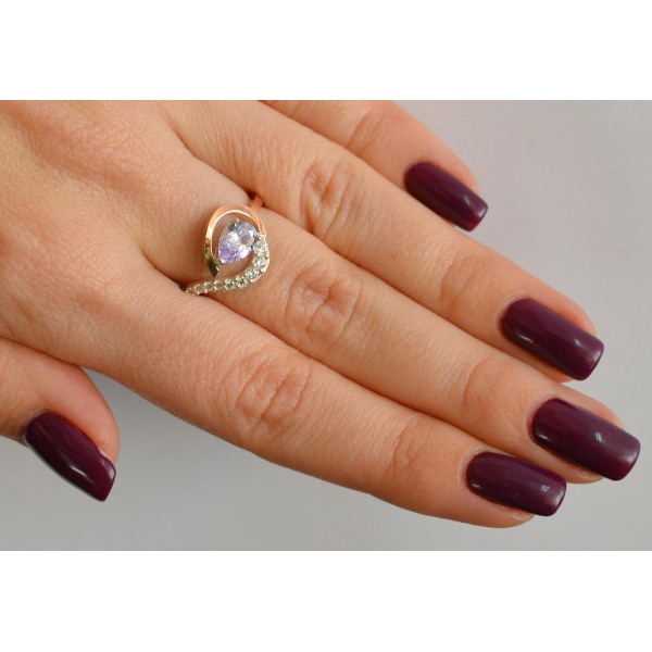 Серебряное кольцо с золотыми вставками (164к)