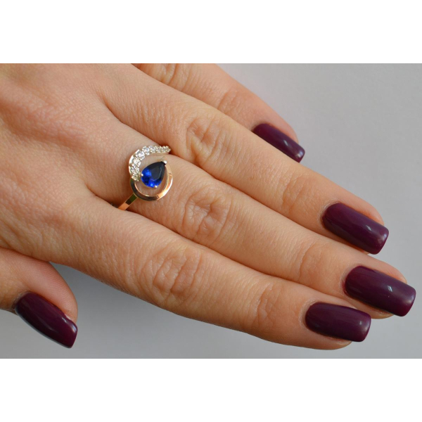 Серебряное кольцо с золотыми вставками (164к)