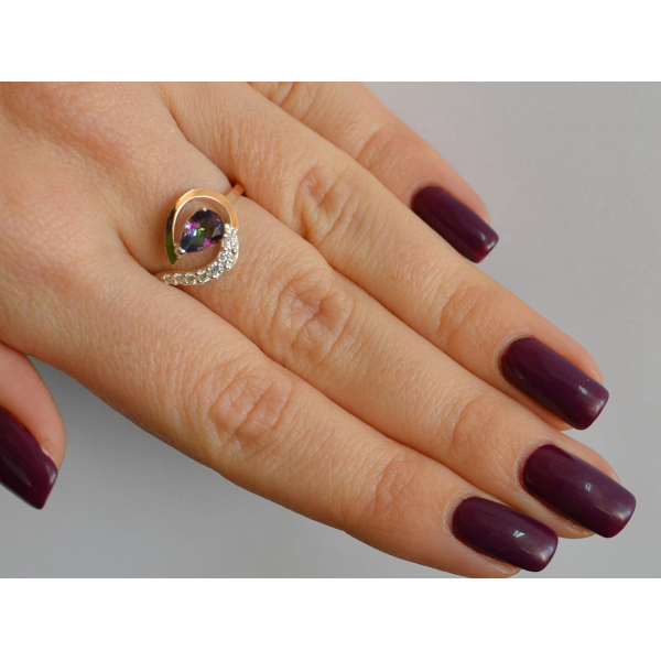 Серебряное кольцо с золотыми вставками (164к)