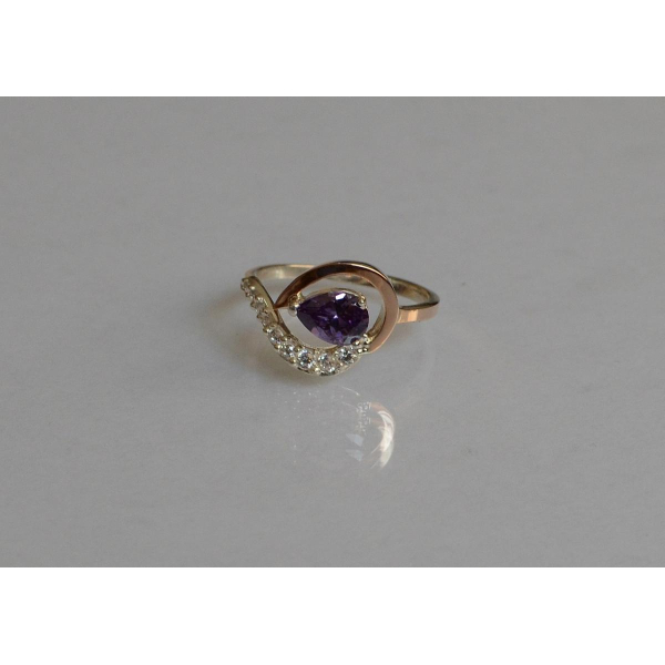 Серебряное кольцо с золотыми вставками (164к)