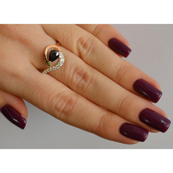 Серебряное кольцо с золотыми вставками (164к)