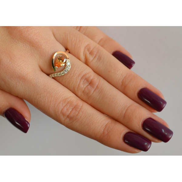 Серебряное кольцо с золотыми вставками (164к)