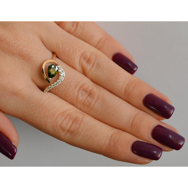 Серебряное кольцо с золотыми вставками (164к)