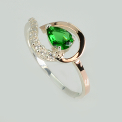 Серебряное кольцо с золотыми вставками