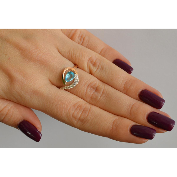 Серебряное кольцо с золотыми вставками (164к)