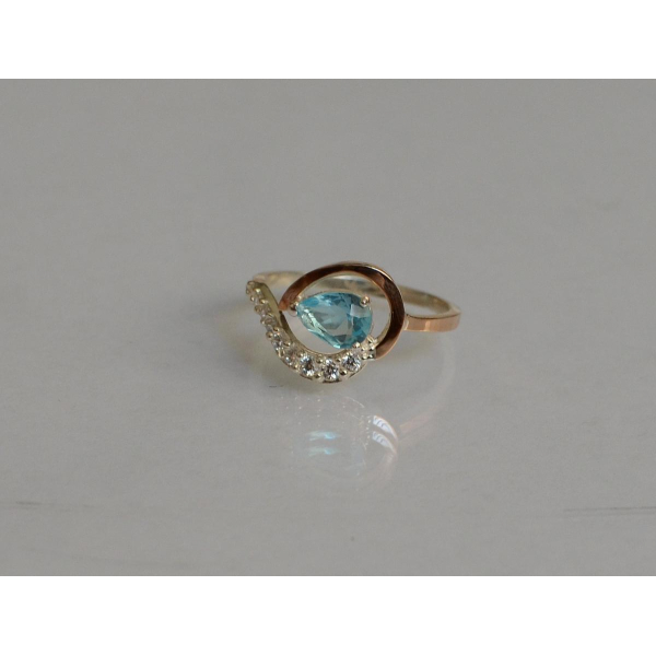 Серебряное кольцо с золотыми вставками (164к)