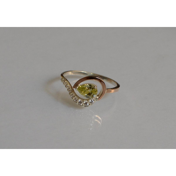 Серебряное кольцо с золотыми вставками (164к)