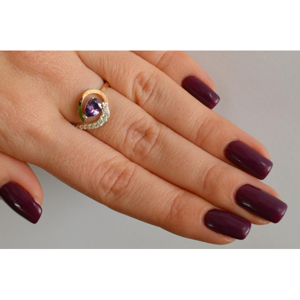 Серебряное кольцо с золотыми вставками (164к)