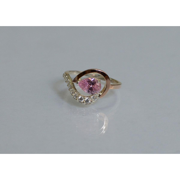 Серебряное кольцо с золотыми вставками (164к)