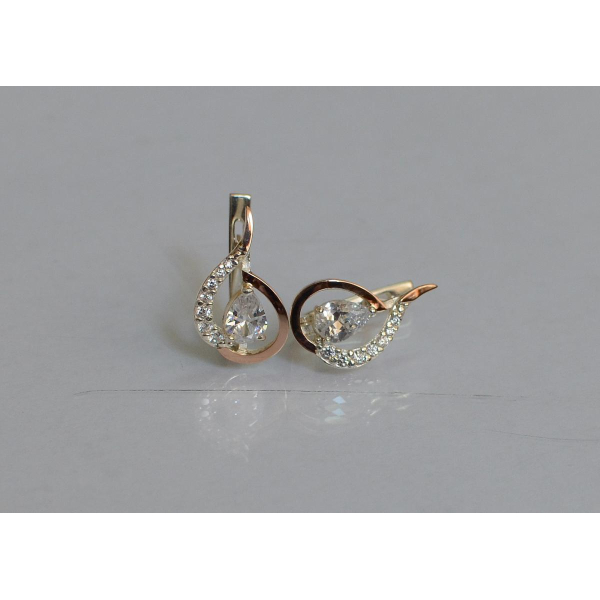 Серебряные серьги с золотыми вставками (164с)