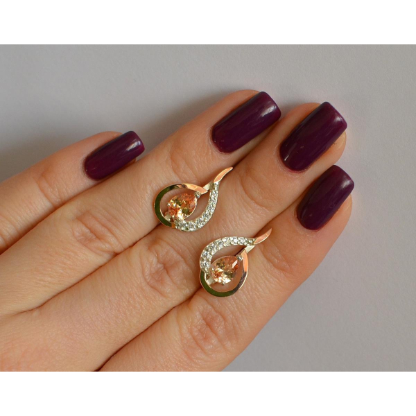 Серебряные серьги с золотыми вставками (164с)