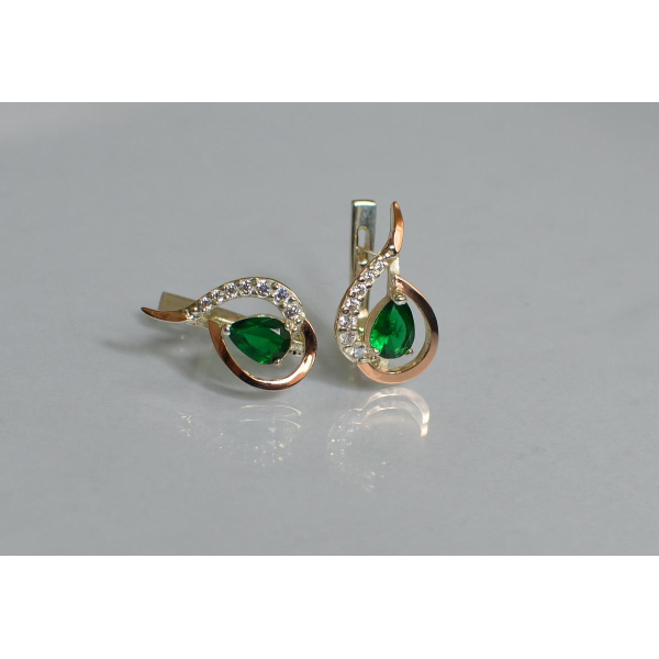 Серебряные серьги с золотыми вставками (164с)