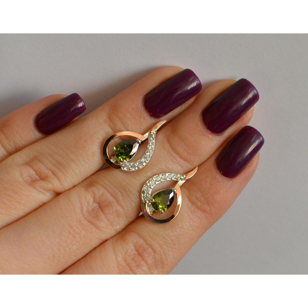 Серебряные серьги с золотыми вставками (164с)