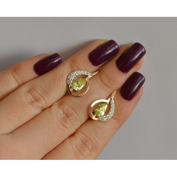 Серебряные серьги с золотыми вставками (164с)