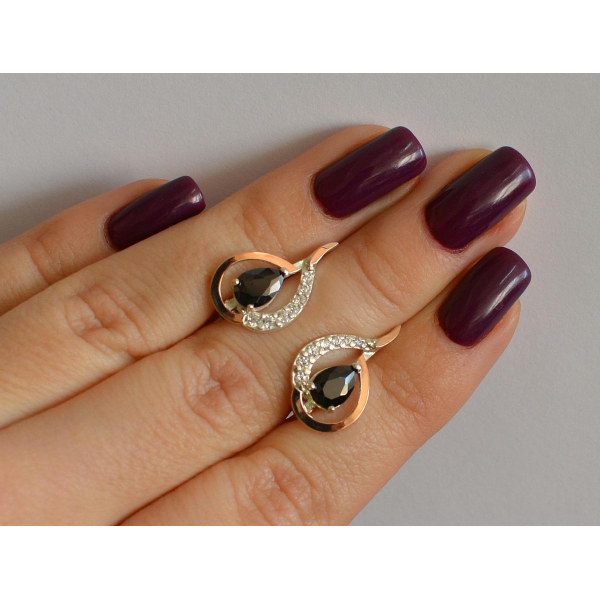 Серебряные серьги с золотыми вставками (164с)