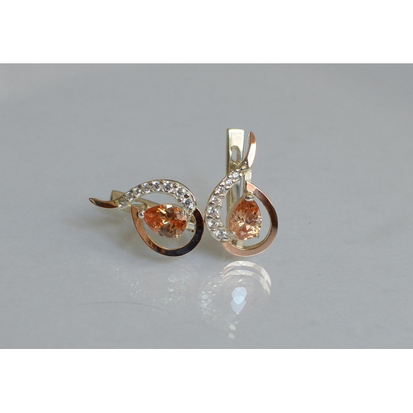 Серебряные серьги с золотыми вставками (164с)