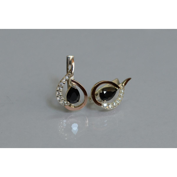 Серебряные серьги с золотыми вставками (164с)