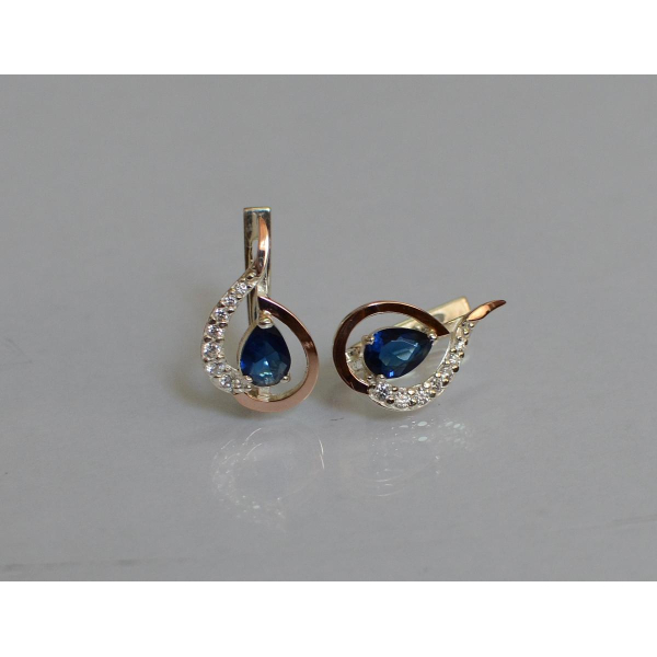 Серебряные серьги с золотыми вставками (164с)