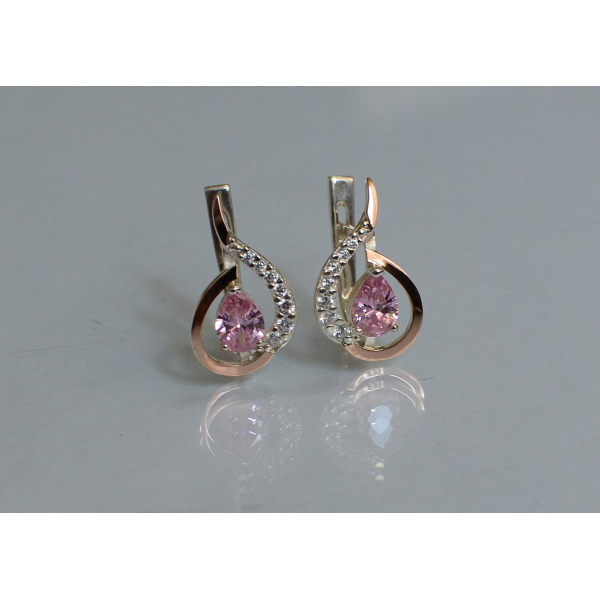 Серебряные серьги с золотыми вставками (164с)