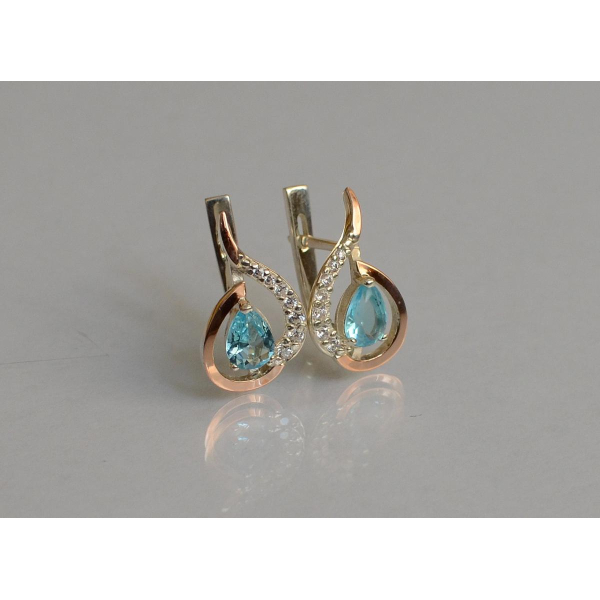 Серебряные серьги с золотыми вставками (164с)