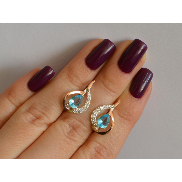 Серебряные серьги с золотыми вставками (164с)