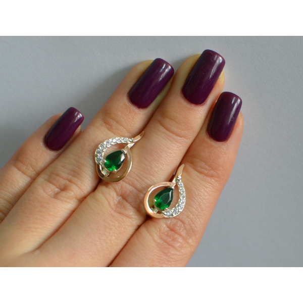 Серебряные серьги с золотыми вставками (164с)