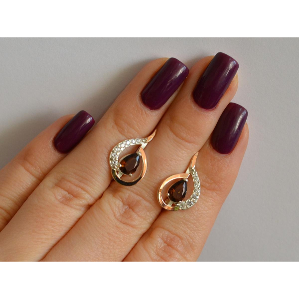 Серебряные серьги с золотыми вставками (164с)