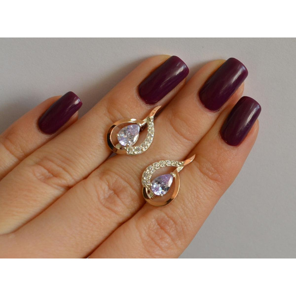 Серебряные серьги с золотыми вставками (164с)